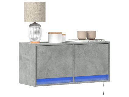 Nástěnná TV skříňka s LED osvětlením betonově šedá 80x31x35 cm 852358
