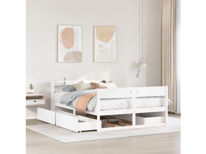 Postel bez matrace bílá 160 x 200 cm masivní borovice 3307117