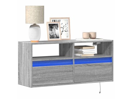 Nástěnná TV skříňka s LED osvětlením šedá sonoma 100x31x45 cm 852339