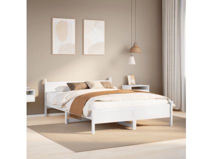 Postel bez matrace bílá 150 x 200 cm masivní borovice 855589
