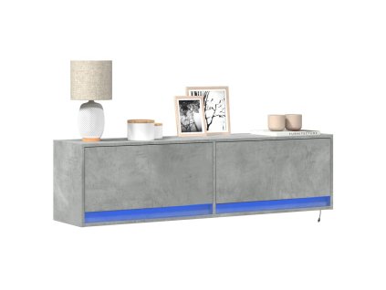 Nástěnná TV skříňka s LED osvětlením betonově šedá 140x31x38 cm 852372