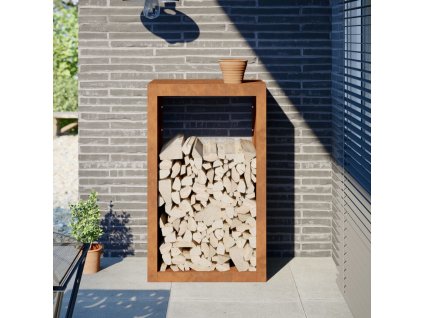 Stojan na palivové dřevo 60x40x100 cm povětrnostně odolná ocel 850995
