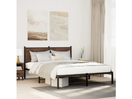 Kovový rám postele bez matrace kouřový dub 137x190 cm 4007666