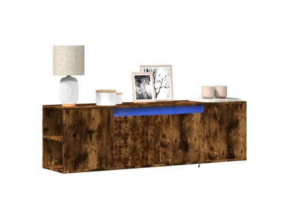Nástěnná TV skříňka s LED osvětlením kouřový dub 135x31x39,5 cm 852387