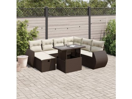 8dílná zahradní sedací souprava s poduškami hnědá polyratan 3275163