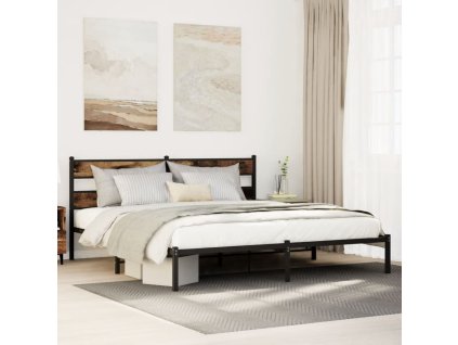 Kovový rám postele bez matrace kouřový dub 193 x 203 cm 4017059