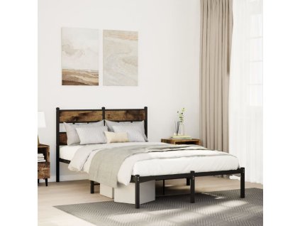 Kovový rám postele bez matrace kouřový dub 120 x 190 cm 4017050