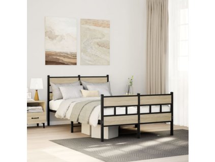 Kovový rám postele bez matrace dub sonoma 120 x 190 cm 4017117