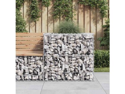 Gabionový koš stříbrný 70 x 70 x 65 cm pozinkované železo 364850