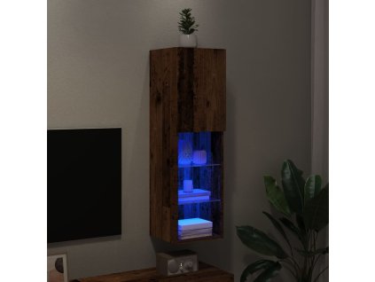 TV skříňka s LED osvětlením old wood 30,5 x 30 x 102 cm 857676