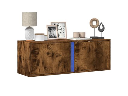 Nástěnná TV skříňka s LED osvětlením kouřový dub 100x31x35 cm 852268