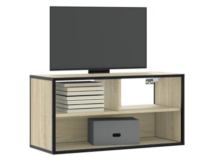 TV skříňka dub sonoma 80 x 31 x 39,5 cm kompozitní dřevo a kov 848925