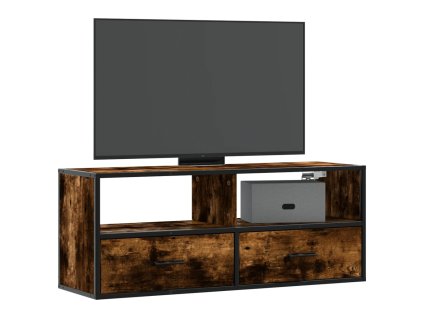 TV skříňka kouřový dub 100x31x39,5 cm kompozitní dřevo a kov 848931