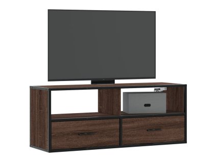 TV skříňka hnědý dub 100 x 31 x 39,5 cm kompozitní dřevo a kov 848933