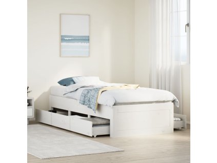 Postel bez matrace se zásuvkami bílá 90x190 cm masivní borovice 3308826