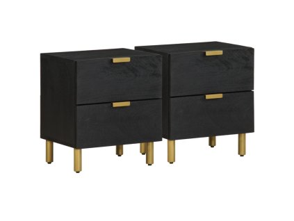 Noční stolky 2 ks černé 40x33x46 cm masivní mangovníkové dřevo 4017647
