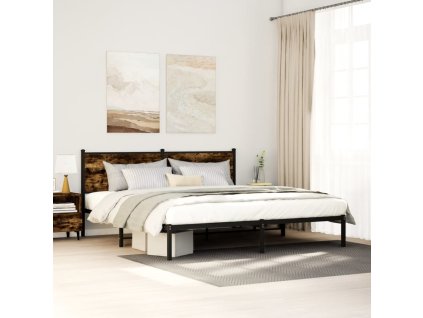 Kovový rám postele bez matrace kouřový dub 160 x 200 cm 4007670