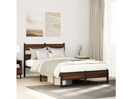 Kovový rám postele bez matrace hnědý dub 120 x 190 cm 4017323