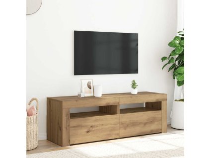 TV stolek s LED dub artisan 120 x 35 x 40 cm kompozitní dřevo 856314