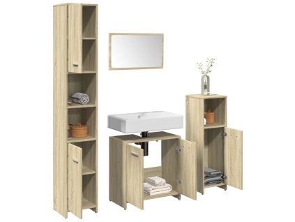 4dílný set koupelnového nábytku dub sonoma kompozitní dřevo 3324968