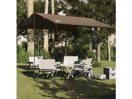 Kempingová plachta hnědá 306 x 306 cm nepromokavá 4009592