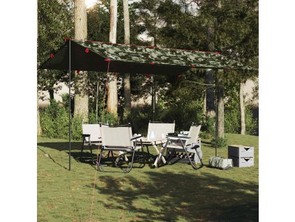 Kempingová plachta maskáčová 506 x 306 cm nepromokavá 4009602