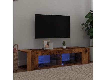 TV stolek s LED old wood 135 x 39 x 30 cm kompozitní dřevo 856323
