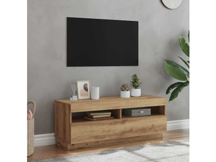 TV skříňka s LED dub artisan 100 x 35 x 40 cm kompozitní dřevo 856356