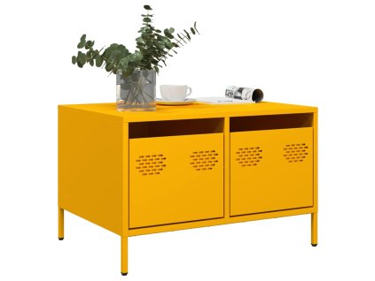 TV skříňka žlutá 68 x 50 x 43,5 cm ocel válcovaná za studena 851241