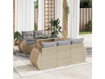 6dílná zahradní sedací souprava s poduškami béžová polyratan 3326570