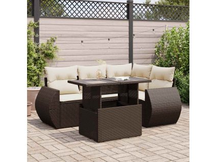 5dílná zahradní sedací souprava s poduškami hnědá polyratan 3326634
