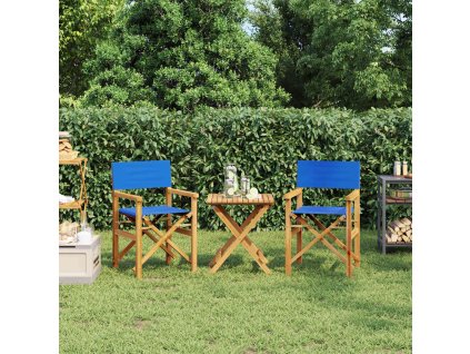 Skládací režisérské židle 2 ks modré masivní teakové dřevo 4008514