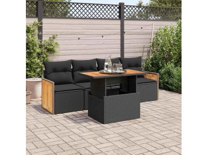 5dílná zahradní sedací souprava s poduškami polyratan akácie 3327653