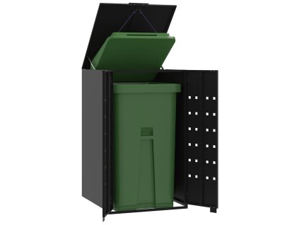 Box na 1 popelnici černý 69 x 79 x 117 cm ocel 4008424