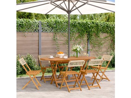 Skládací zahradní židle 6 ks béžové polyratan a masivní dřevo 3214599