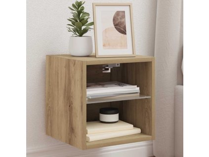 Nástěnná TV skříňka s LED osvětlením dub artisan 30x28,5x30 cm 857674