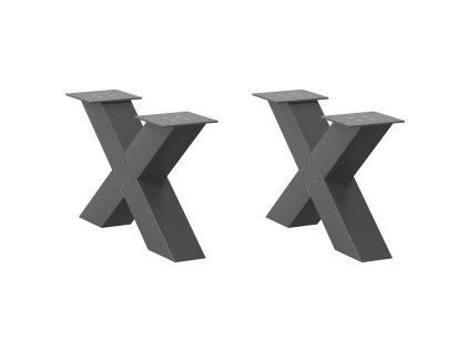 Nohy konferenčního stolku ve tvaru X, 2 ks, antracitové, 60 x (30-31) cm, ocel 4012942