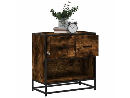 Noční stolek kouřový dub 60 x 31 x 60 cm kompozit dřevo a kovu 848696