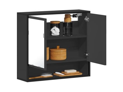 Koupelnová skříňka se zrcadlem černá 65x20x60 cm kompozit 849259
