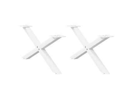 Nohy konferenčního stolku ve tvaru X, 2 ks, bílé, 70 x (30-31) cm, ocel 4012885