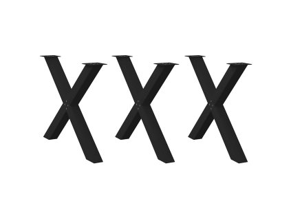 Nohy k jídelnímu stolu ve tvaru X, 3 ks, černé, 90 x (72-73) cm, ocel 4012996