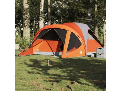 Rodinný stan tunel pro 6 osob šedý a oranžový nepromokavý 4009460