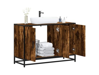 Koupelnová skříňka pod umyvadlo kouřový dub 90x33x60cm kompozit 849271