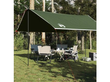 Kempingová plachta zelená 430 x 380 x 210 cm nepromokavá 94679