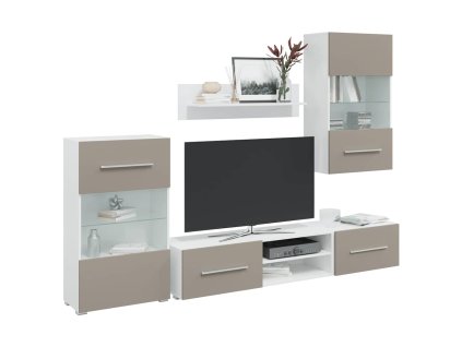 5dílná TV stolky s LED osvětlením kamenná šedá kompozitní dřevo 3324233