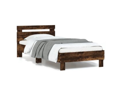 Rám postele s čelem a LED osvětlením kouřový dub 90 x 190 cm 838747