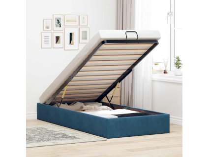 Osmanský rám postele bez matrace tmavě modrá 100x200 cm samet 3310947