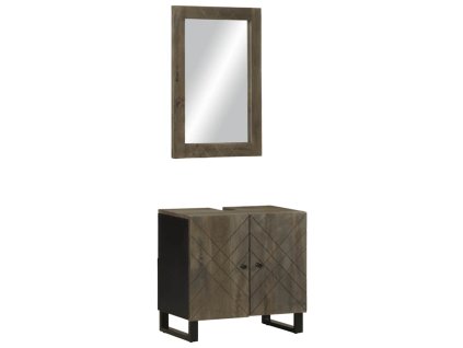 2dílná koupelnová sestava černé masivní mangovníkové dřevo 3310000