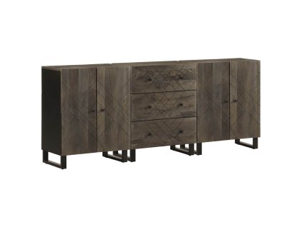 3 kusy příborníků černá 60x33x75 cm masivní mangovníkové dřevo 3309999