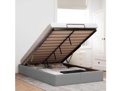 Osmanský rám postele bez matrací světle šedá 120x200 cm textil 3310868